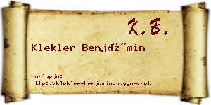 Klekler Benjámin névjegykártya
